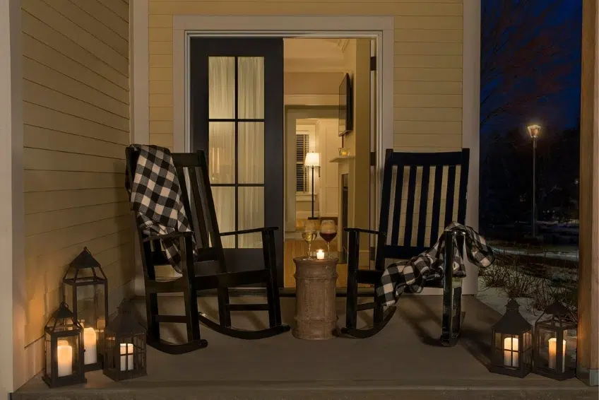 Rocking chairs on the porch at Kimpton Taconic Hotel