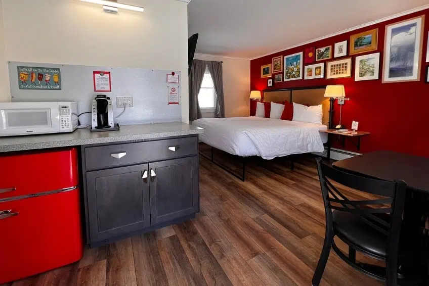 King bedroom room at Sleep Woodstock Motel