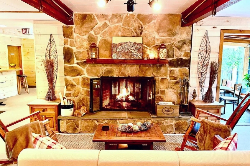 Fireplace at Snowed Inn