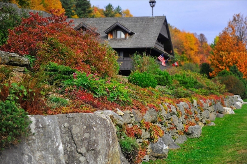 Exterior of Trapp Family Lodge in the fall