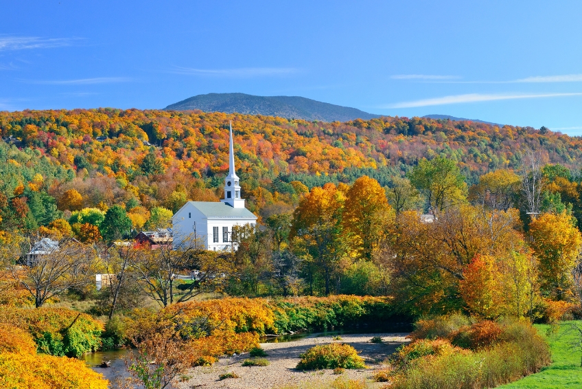 Stowe, Vermont in fall
